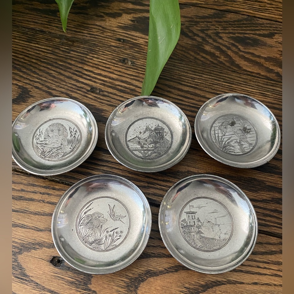Vintage Silver Plate Salt Cellars Tufts Boston USA Vintage Salt Cellars Set Of 5